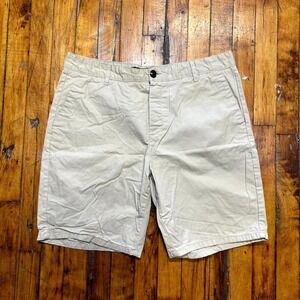 Denim Co. Chino Straight Shorts Men's Size W34 Beige Solid Regular Fit Outdoor